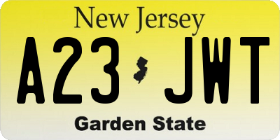 NJ license plate A23JWT
