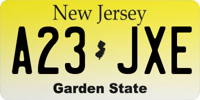 NJ license plate A23JXE