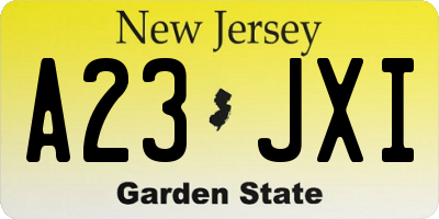 NJ license plate A23JXI
