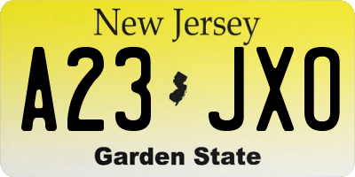 NJ license plate A23JXO