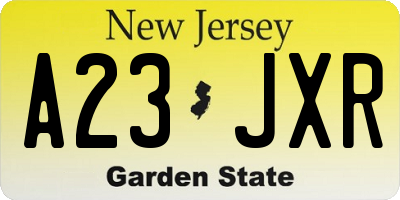 NJ license plate A23JXR