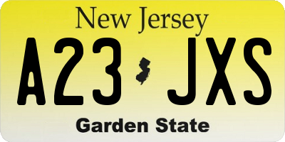 NJ license plate A23JXS
