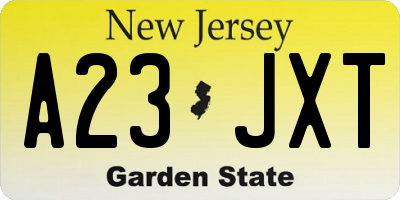 NJ license plate A23JXT