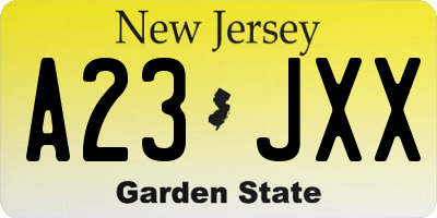NJ license plate A23JXX