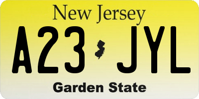 NJ license plate A23JYL