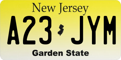 NJ license plate A23JYM