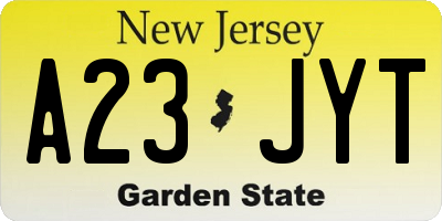 NJ license plate A23JYT