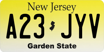 NJ license plate A23JYV
