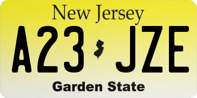 NJ license plate A23JZE
