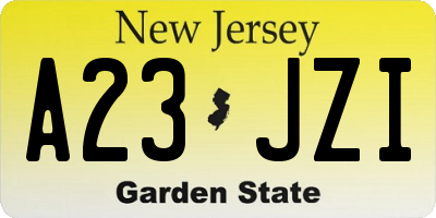 NJ license plate A23JZI