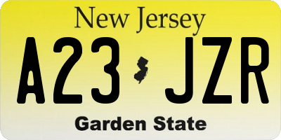 NJ license plate A23JZR