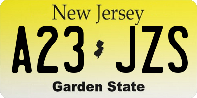 NJ license plate A23JZS