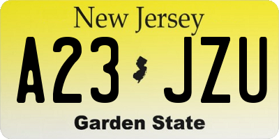 NJ license plate A23JZU