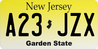 NJ license plate A23JZX