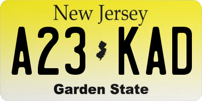 NJ license plate A23KAD