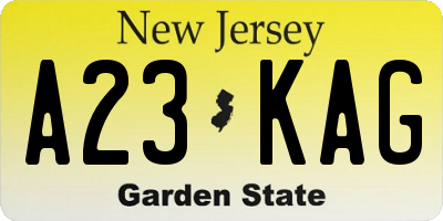 NJ license plate A23KAG