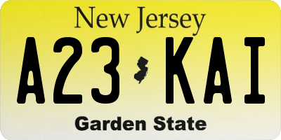 NJ license plate A23KAI