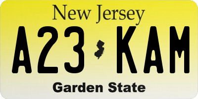 NJ license plate A23KAM