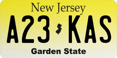 NJ license plate A23KAS
