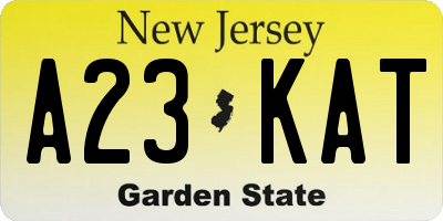 NJ license plate A23KAT