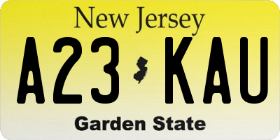NJ license plate A23KAU