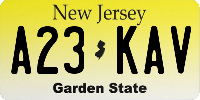 NJ license plate A23KAV