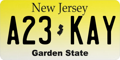 NJ license plate A23KAY