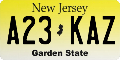 NJ license plate A23KAZ