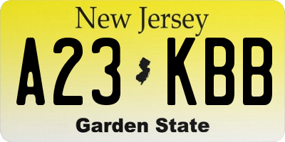 NJ license plate A23KBB