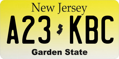 NJ license plate A23KBC