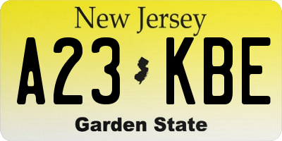 NJ license plate A23KBE