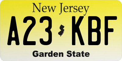 NJ license plate A23KBF
