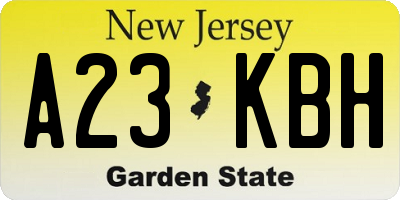 NJ license plate A23KBH