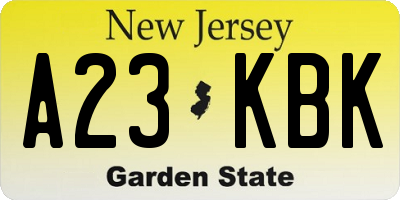 NJ license plate A23KBK
