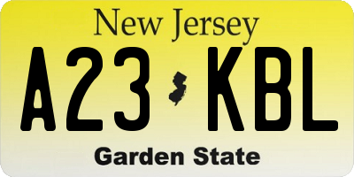 NJ license plate A23KBL