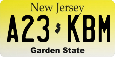 NJ license plate A23KBM
