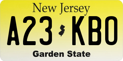 NJ license plate A23KBO