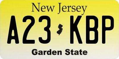NJ license plate A23KBP