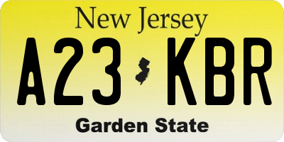 NJ license plate A23KBR