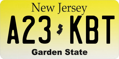 NJ license plate A23KBT