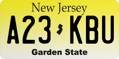 NJ license plate A23KBU