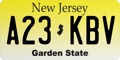 NJ license plate A23KBV