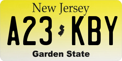 NJ license plate A23KBY