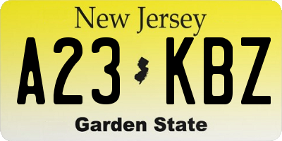 NJ license plate A23KBZ