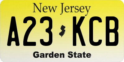 NJ license plate A23KCB