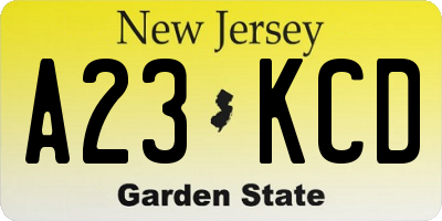 NJ license plate A23KCD