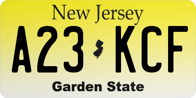 NJ license plate A23KCF