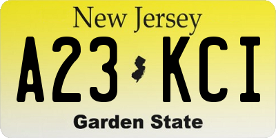 NJ license plate A23KCI
