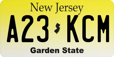 NJ license plate A23KCM