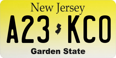 NJ license plate A23KCO